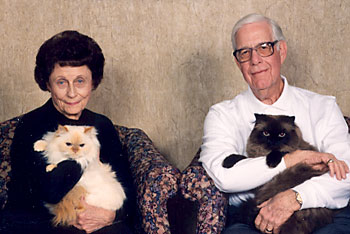Norma Jean and Lou Ball with their cats