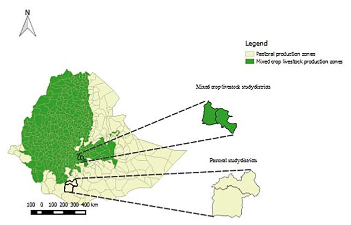 Map of Ethiopia Showing the Mixed Crop-Livestock Production System