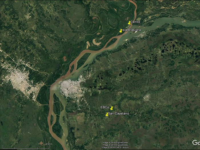 Satellite map of the study sites in San Cayetano 