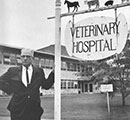 Dr. Leasure in front of Dykstra Hall - 1963