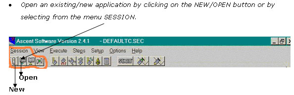 Open an existing/new application