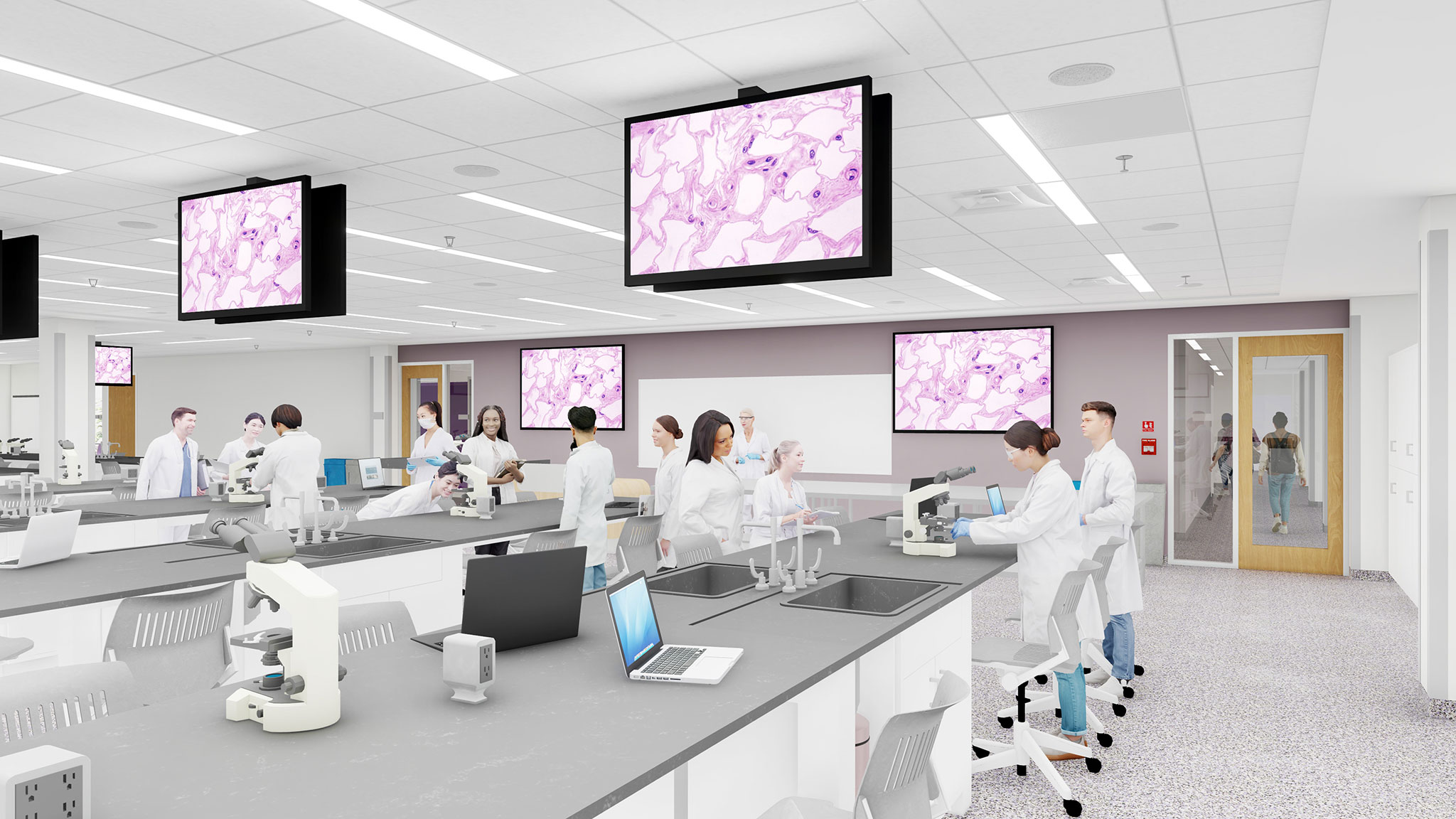 Architectural rendering of new lab space for the second floor of Trotter Hall