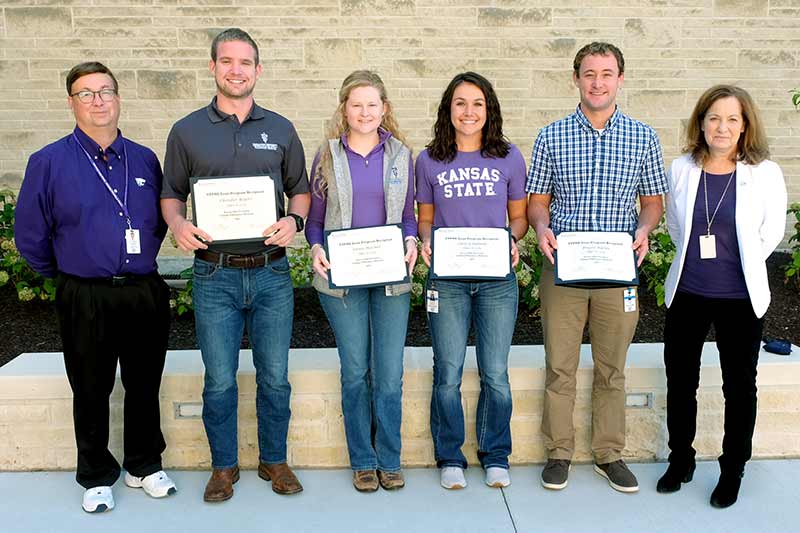  Associate Dean James Roush,  Chandler Rogers, Emma McClure, Chelsey Bieberle and Bryant Karlin, and Bonnie Rush