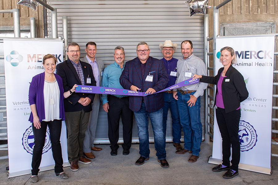 Merck VIPs cut the ribbon on the renovated Livestock Services area