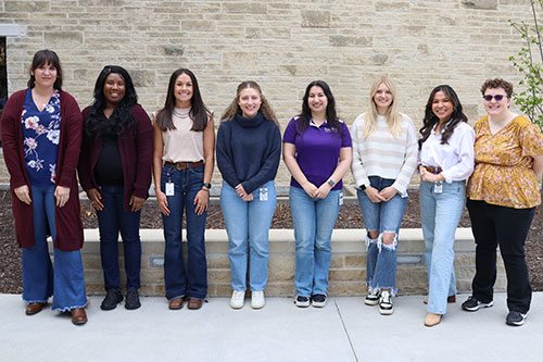 Cayley Conrad, Traniesh Byrd, Chelsey Bieberle, Destiny Parkhurst, Sonia Moreno, Alyssa Leslie, Astrid Carcamo-Tzic and Megan Mueller.