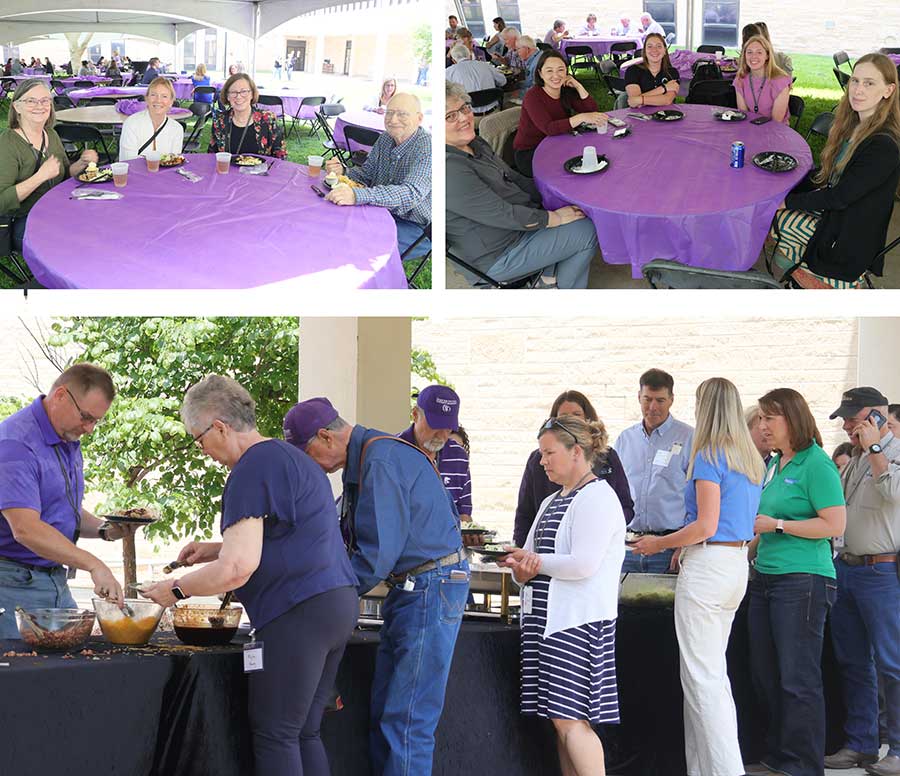 Three pictures of alumni attending the luncheon