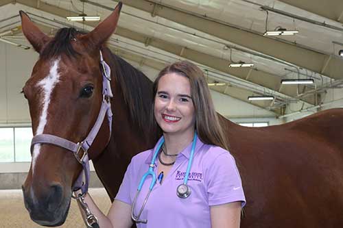 Amanda Bolinger stands with a horse