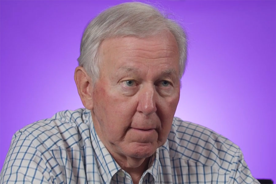 Dr. Mike Whitehair sitting for video interviews