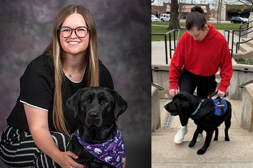 Kylie Bitcon poses with KSDS service pup Cork