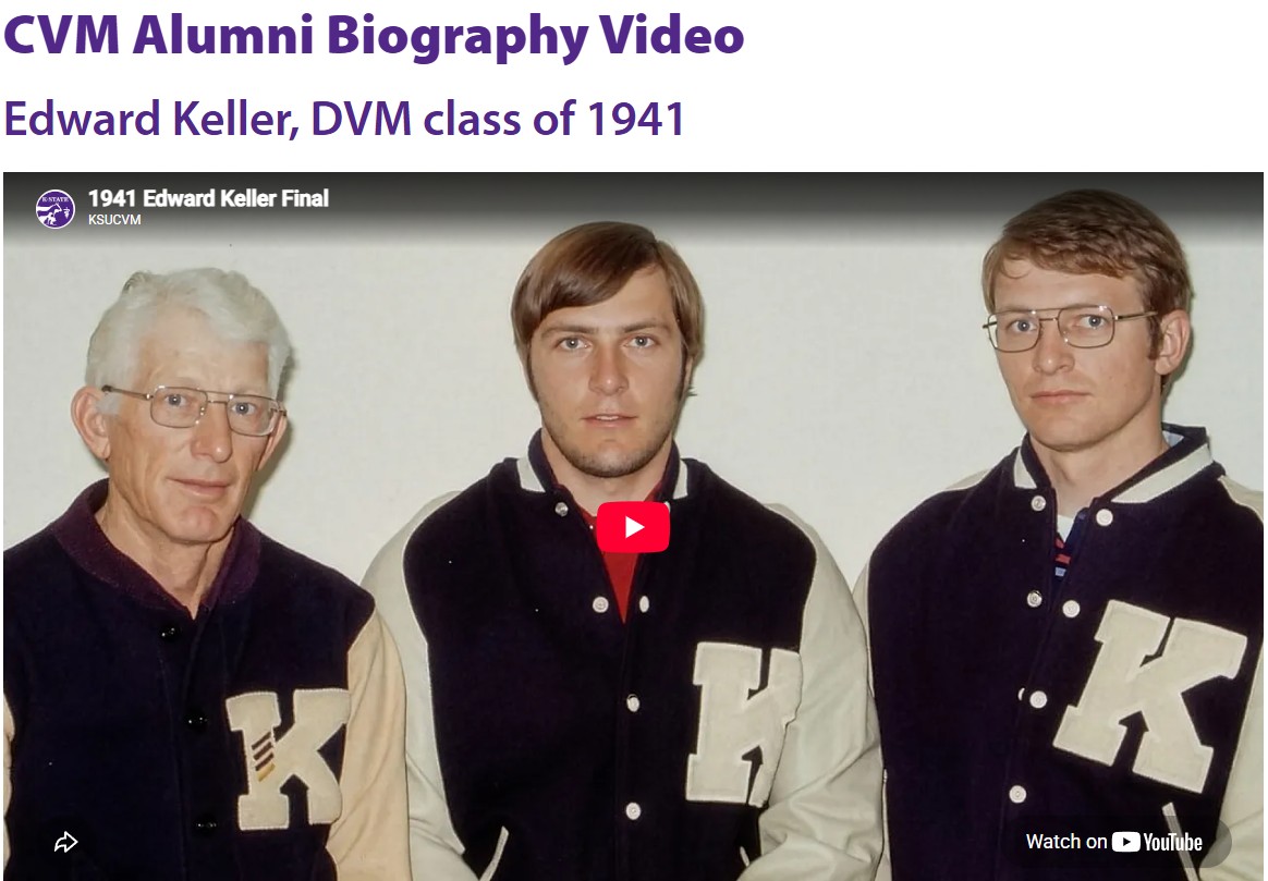 Screenshot from video showing Dr. Edward Keller with two K-State wrestlers