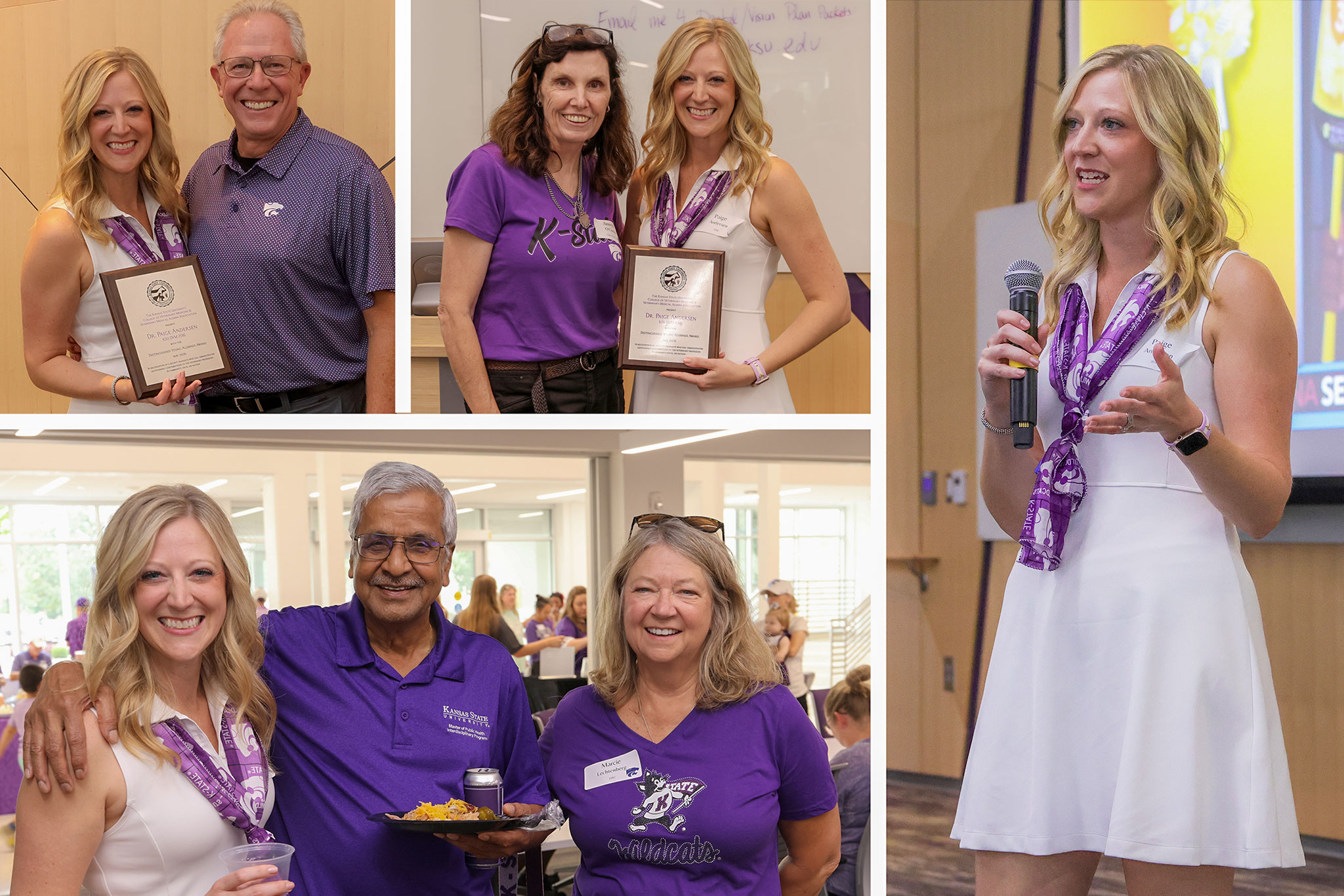 Collage from alumni award presentation to Dr. Paige Andersen