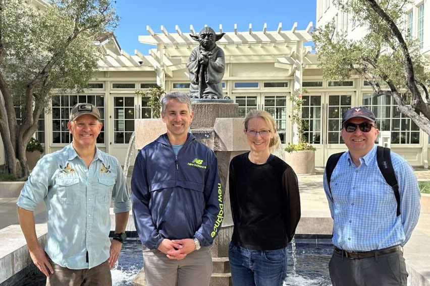 In front of Yoda statue