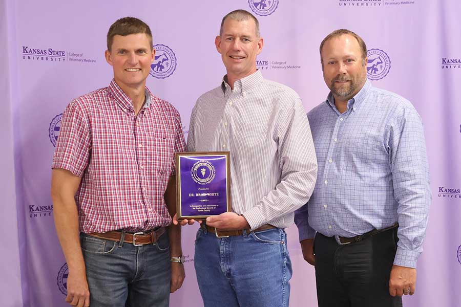 Drs. Phillip Lancaster and Brad Lubbers present a mentoring award to Dr. White