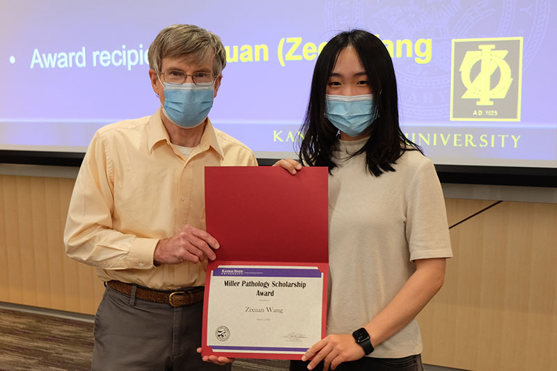Miller Pathology Scholarship, Zixuan (Zee) Wang and Dr. Derek Mosier