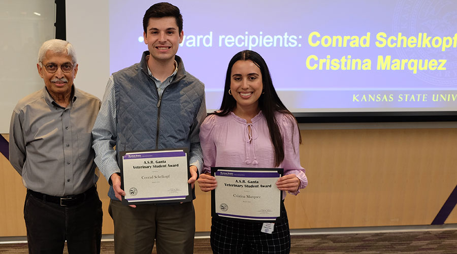 ASR Ganta Veterinary Student, Conrad Schelkopf Cristina Marquez and Dr. M.M. Chengappa