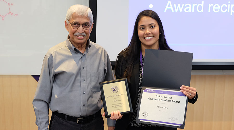 ASR Ganta Grad Award, Maria Lou with Dr. M.M. Chengappa