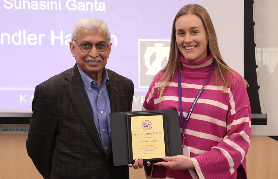 ASR Ganta Grad Award, Chandler Hansen with Dr. M.M. Chengappa